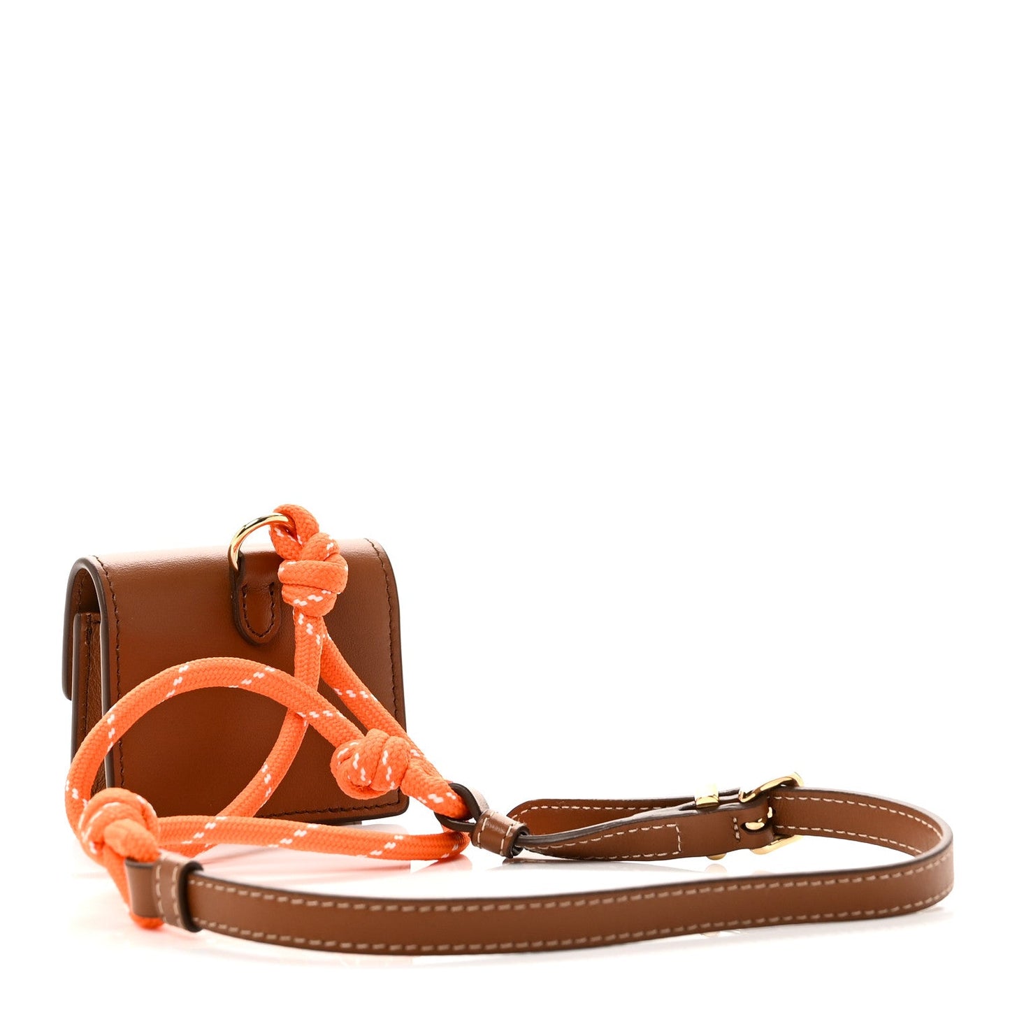 Nappa Flap Pouch Bag Charm Cognac Orange