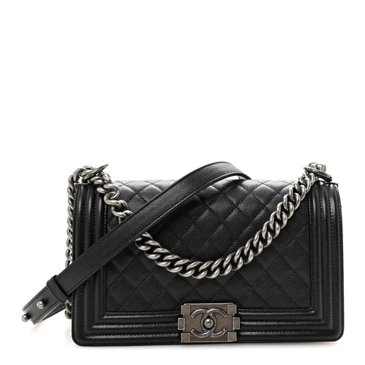 Caviar Quilted Medium Boy Flap Black