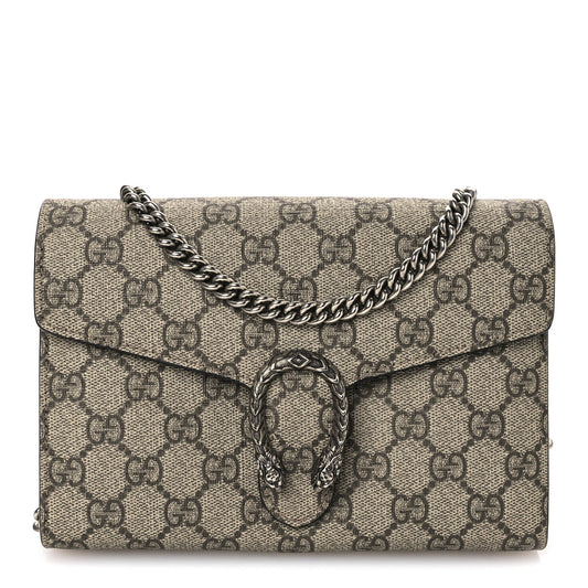 GG Supreme Monogram Mini Dionysus Chain Wallet Beige Black