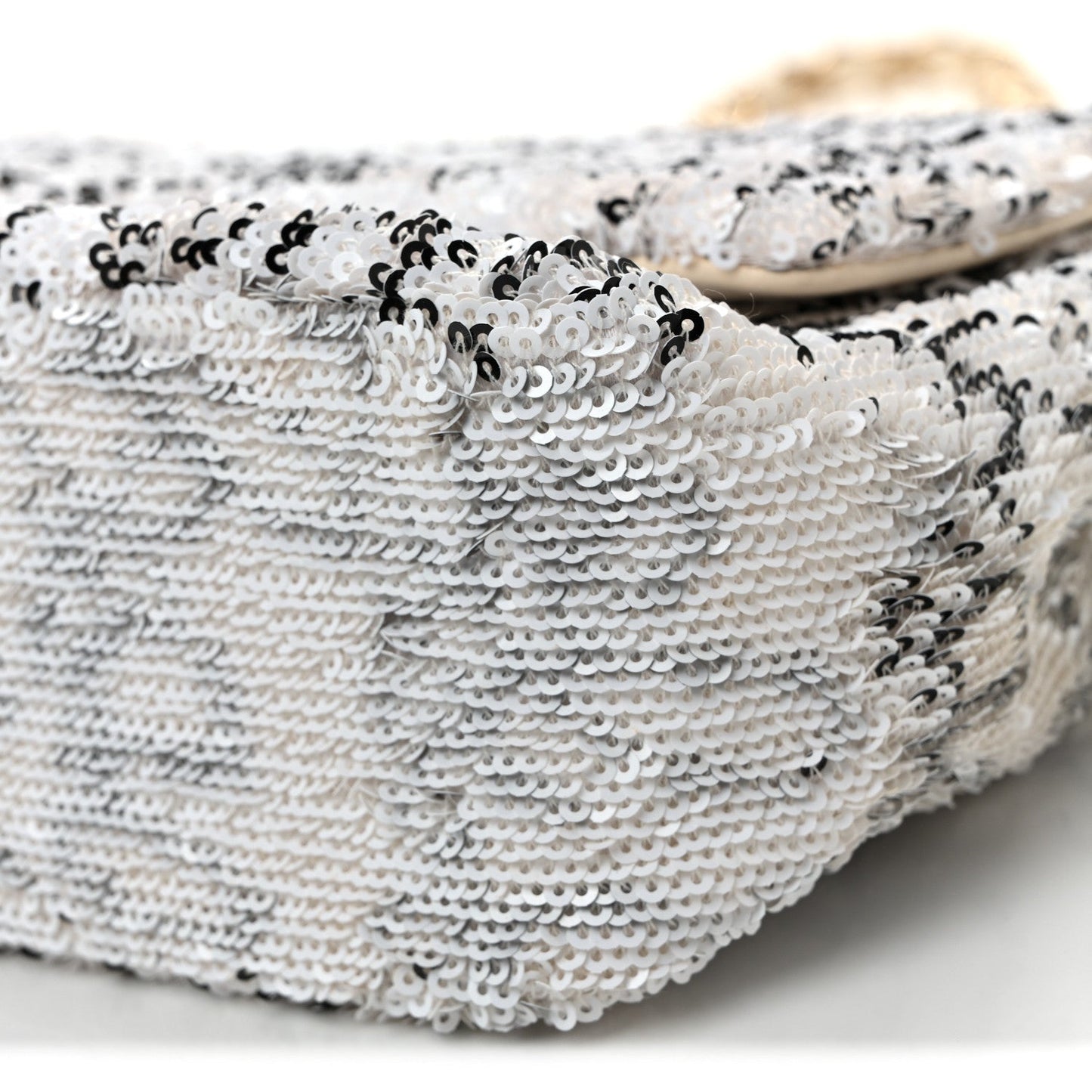 Sequin Logo Medium Flap White Black