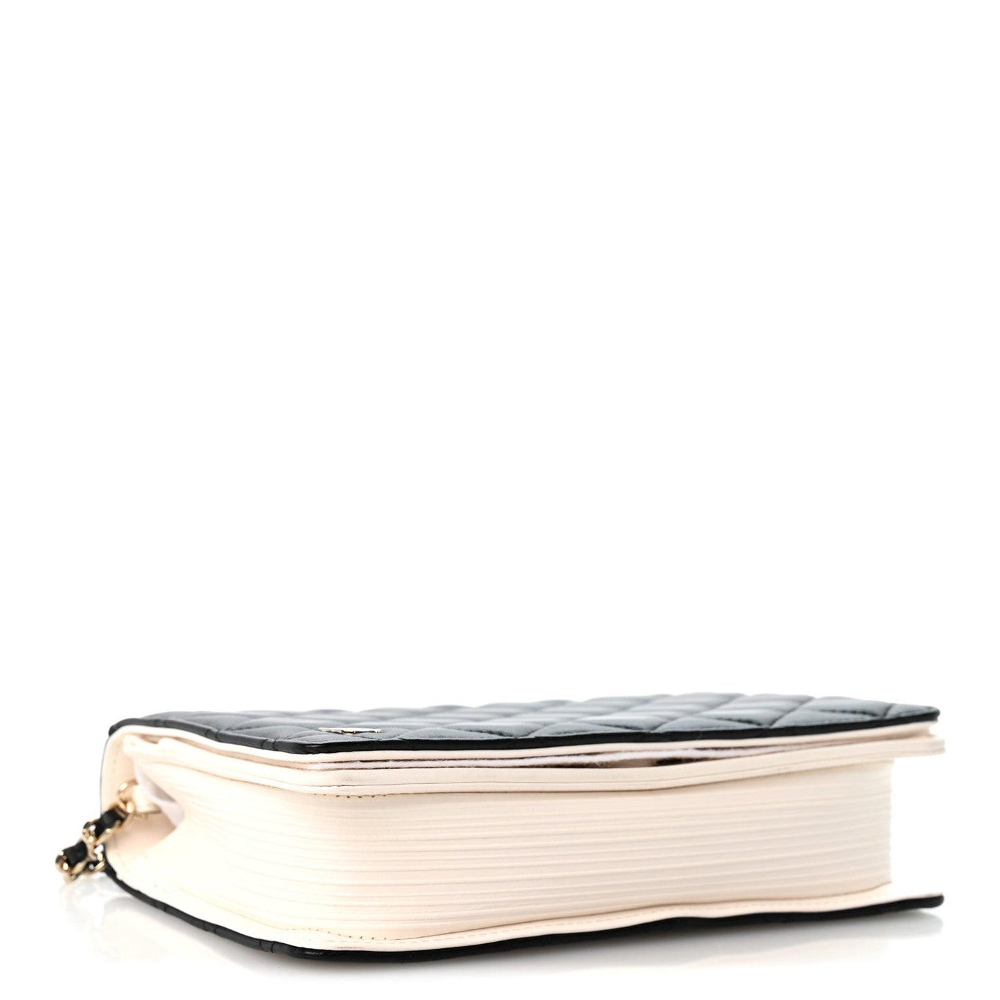 Lambskin Quilted Book Wallet On Chain WOC Black
