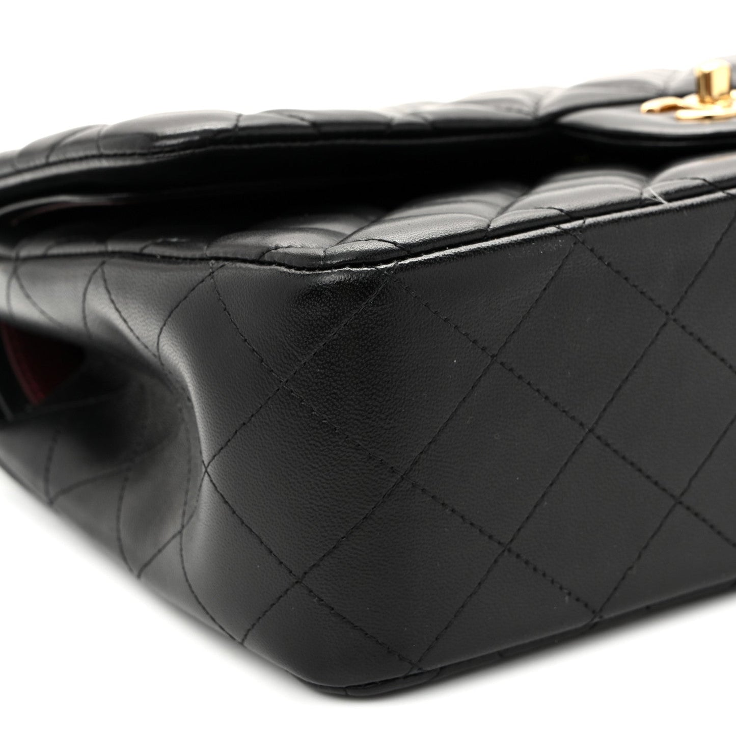Lambskin Quilted Jumbo Double Flap Black