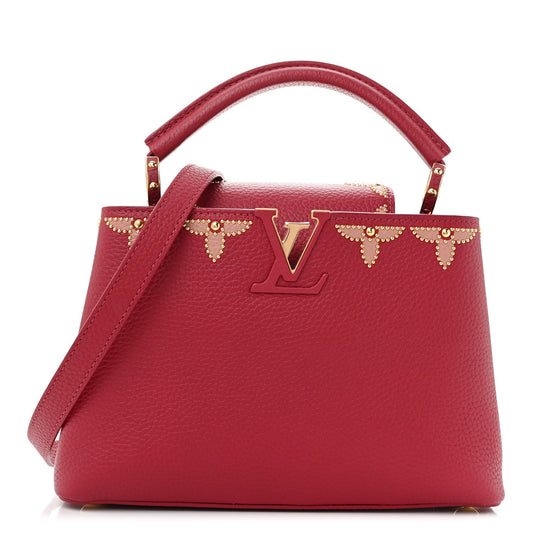 Taurillon Embellished Flower Capucines BB Dark Pink