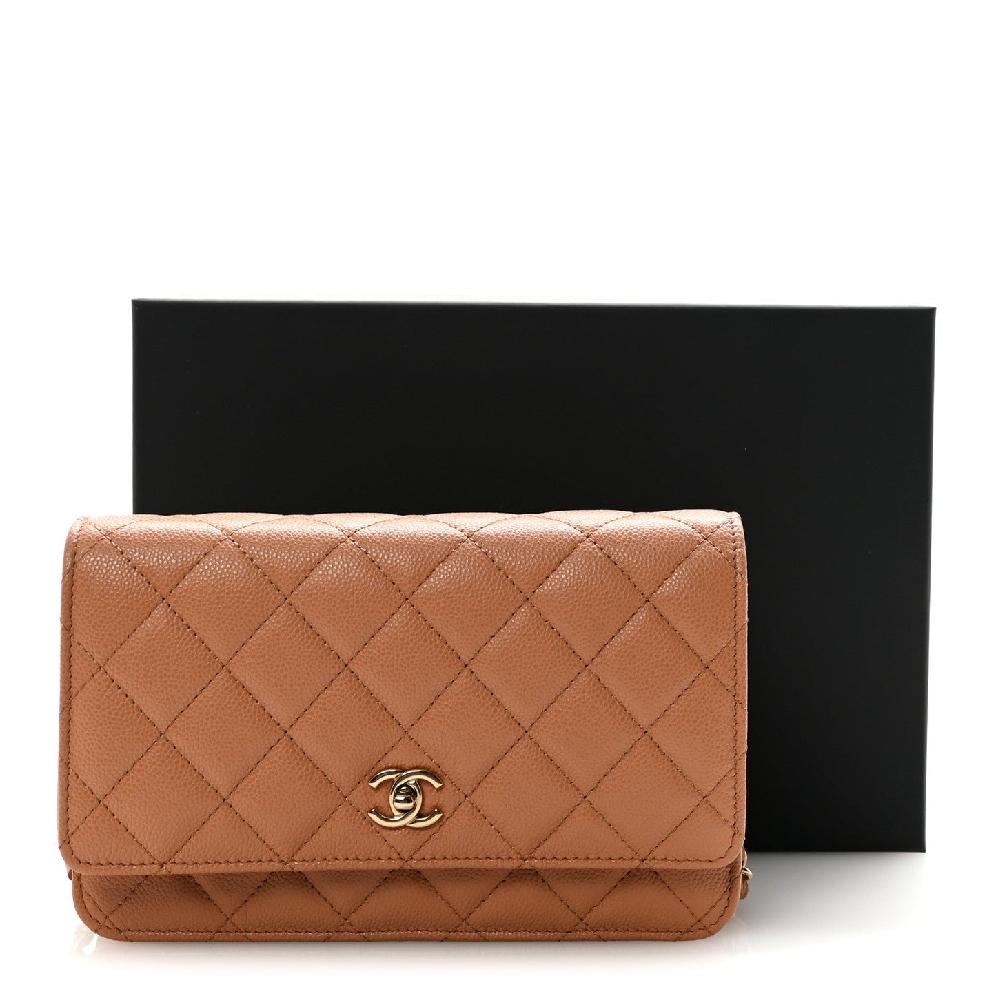 Caviar Quilted CC Turnlock Wallet On Chain WOC Brown