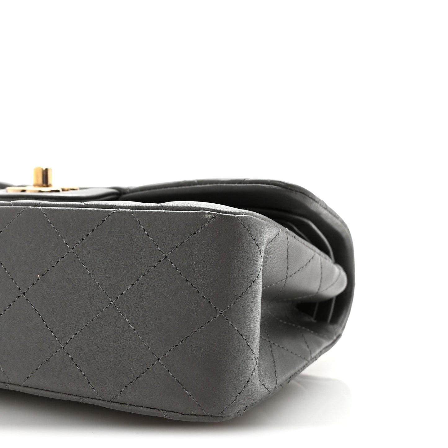 Lambskin Quilted Small Double Flap Grey