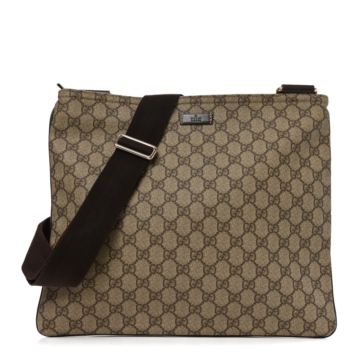 GG Supreme Monogram Medium Flat Messenger Bag Dark Brown