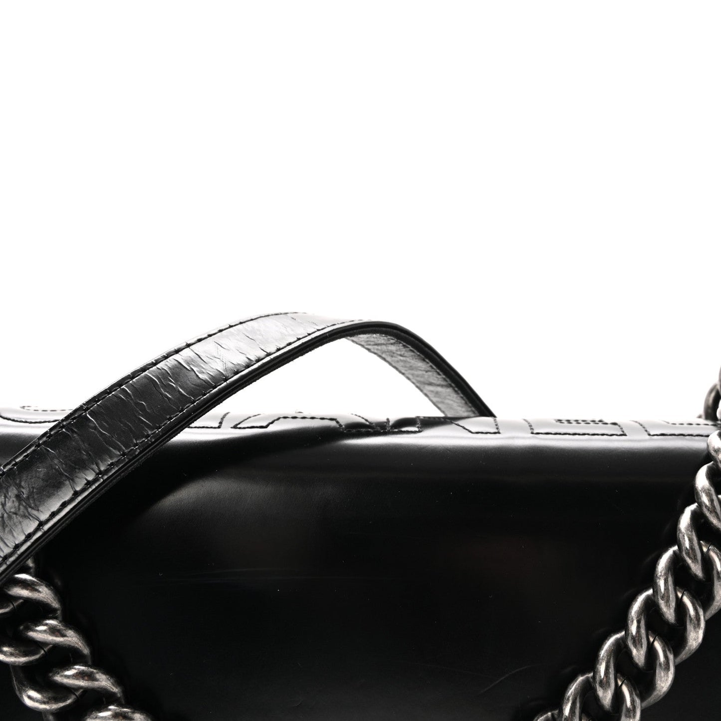 Glazed Calfskin Medium Boy Flap Black