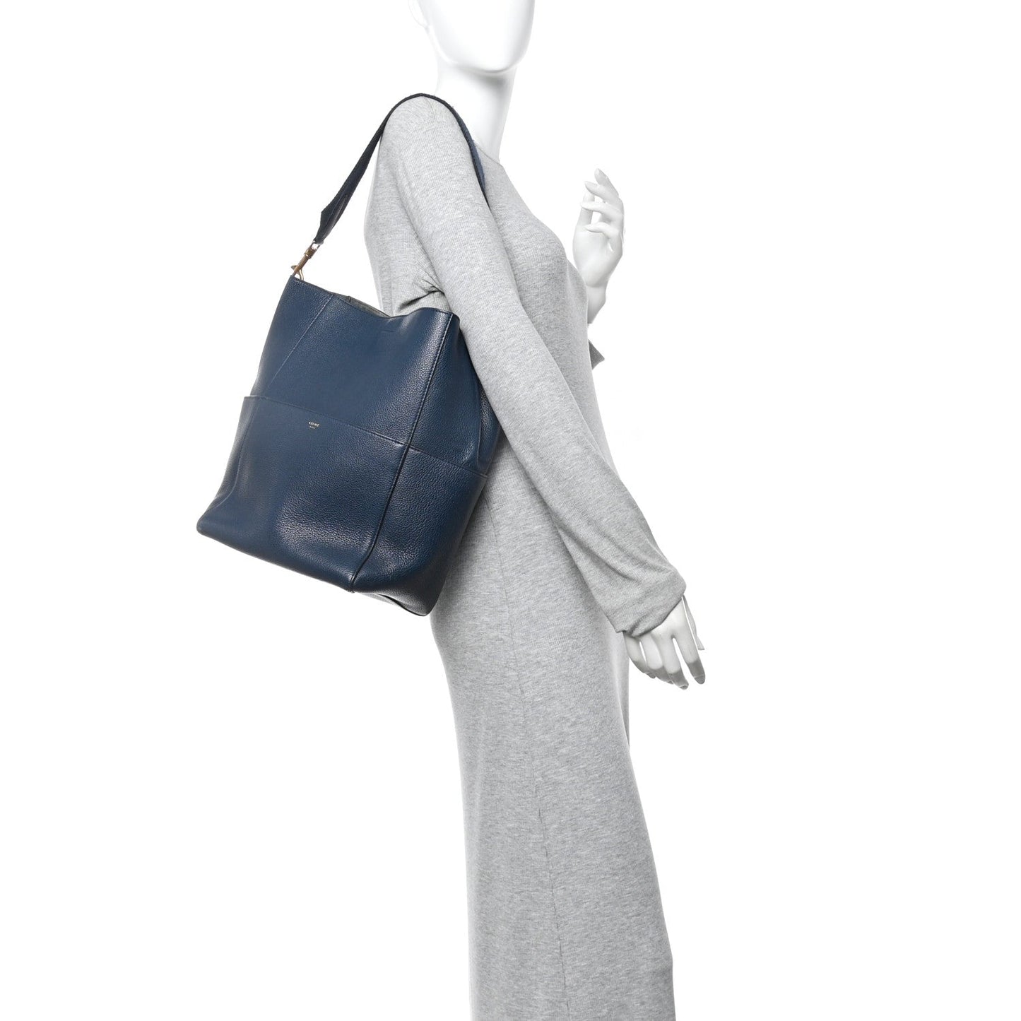 Goatskin Sangle Bucket Bag Blue