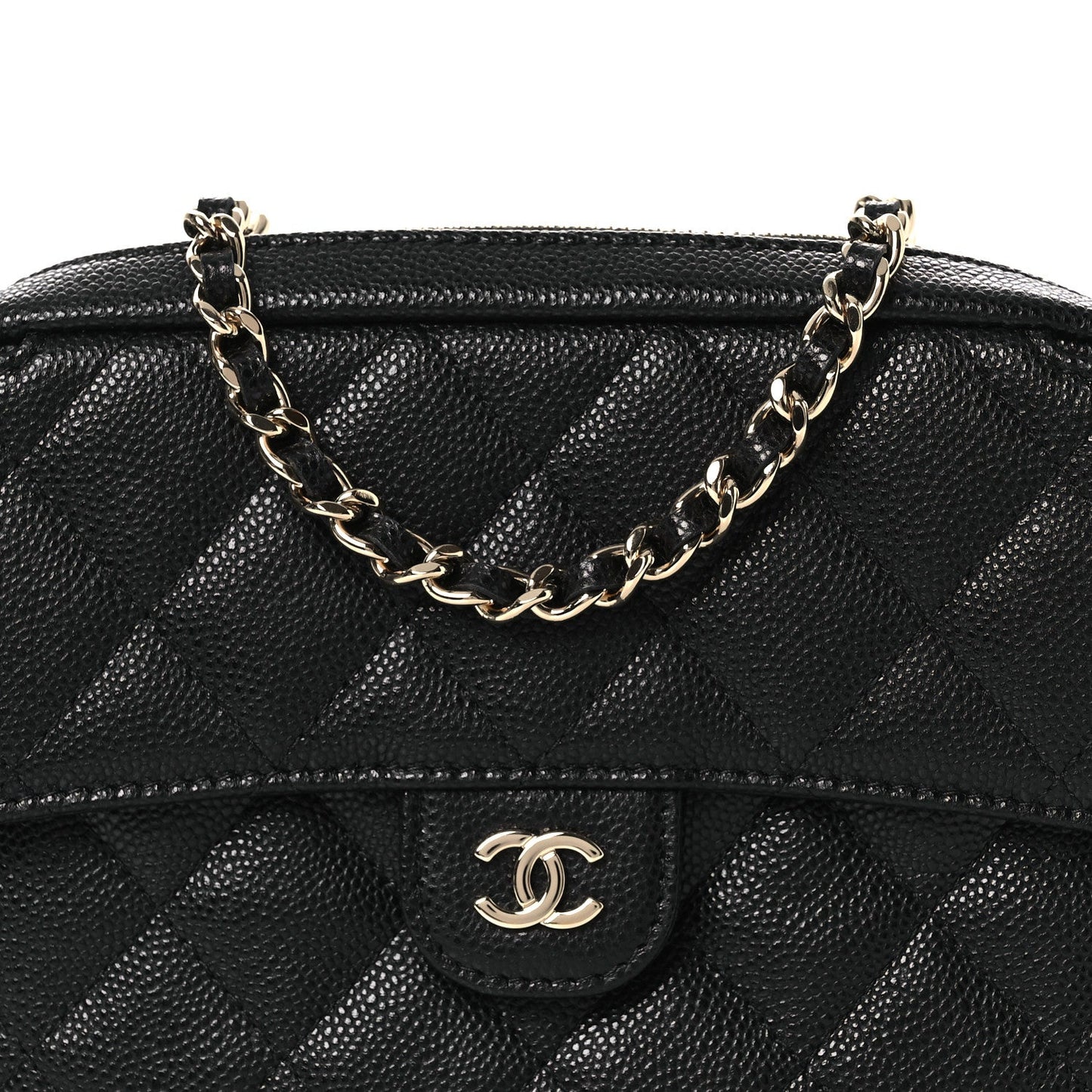 Caviar Quilted Chain Camera Bag Black