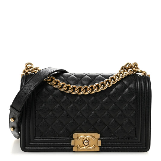 Caviar Quilted Medium Boy Flap Black