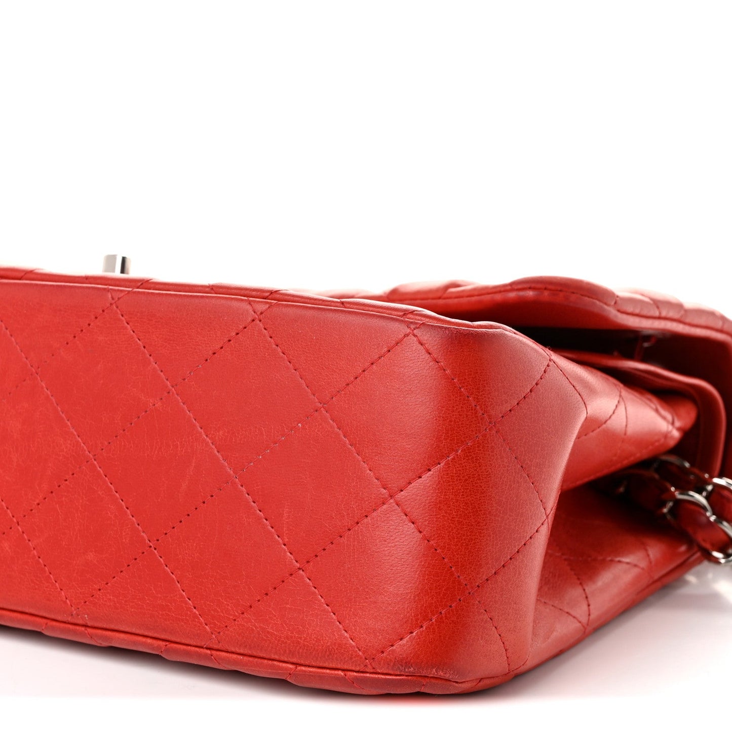 Lambskin Quilted Jumbo Double Flap Red