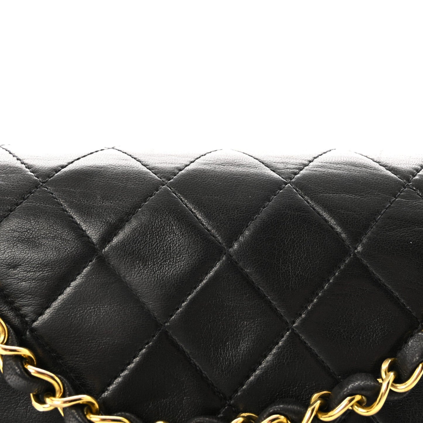 Lambskin Quilted Medium Double Flap Black