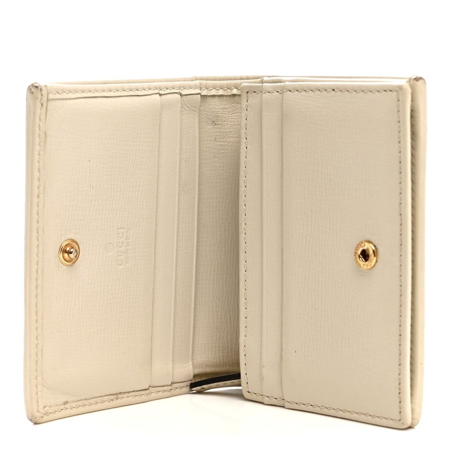 GG Supreme Monogram Azalea Calfskin Horsebit 1955 Card Case Wallet Beige Ebony Mystic White
