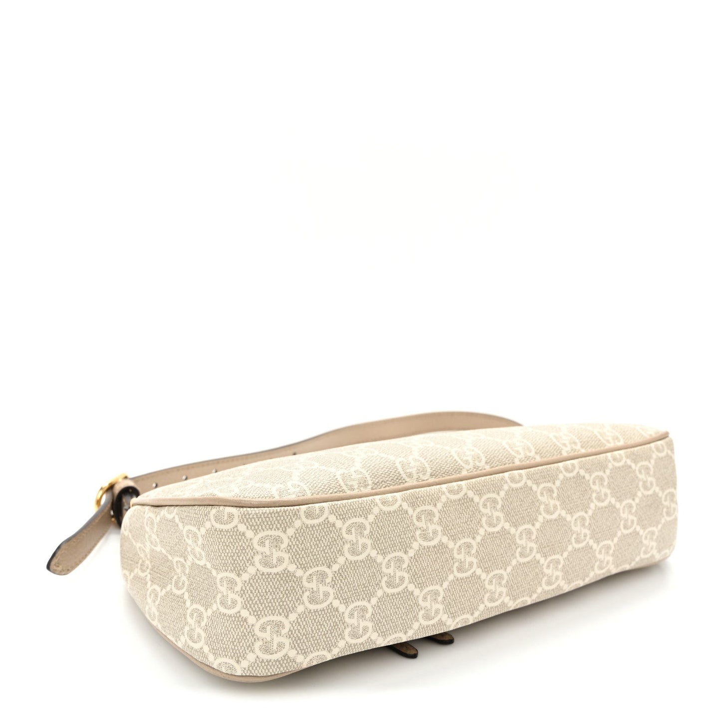 GG Supreme Monogram Textured Dollar Calfskin Small Ophidia Hobo Beige Mystic White Oatmeal