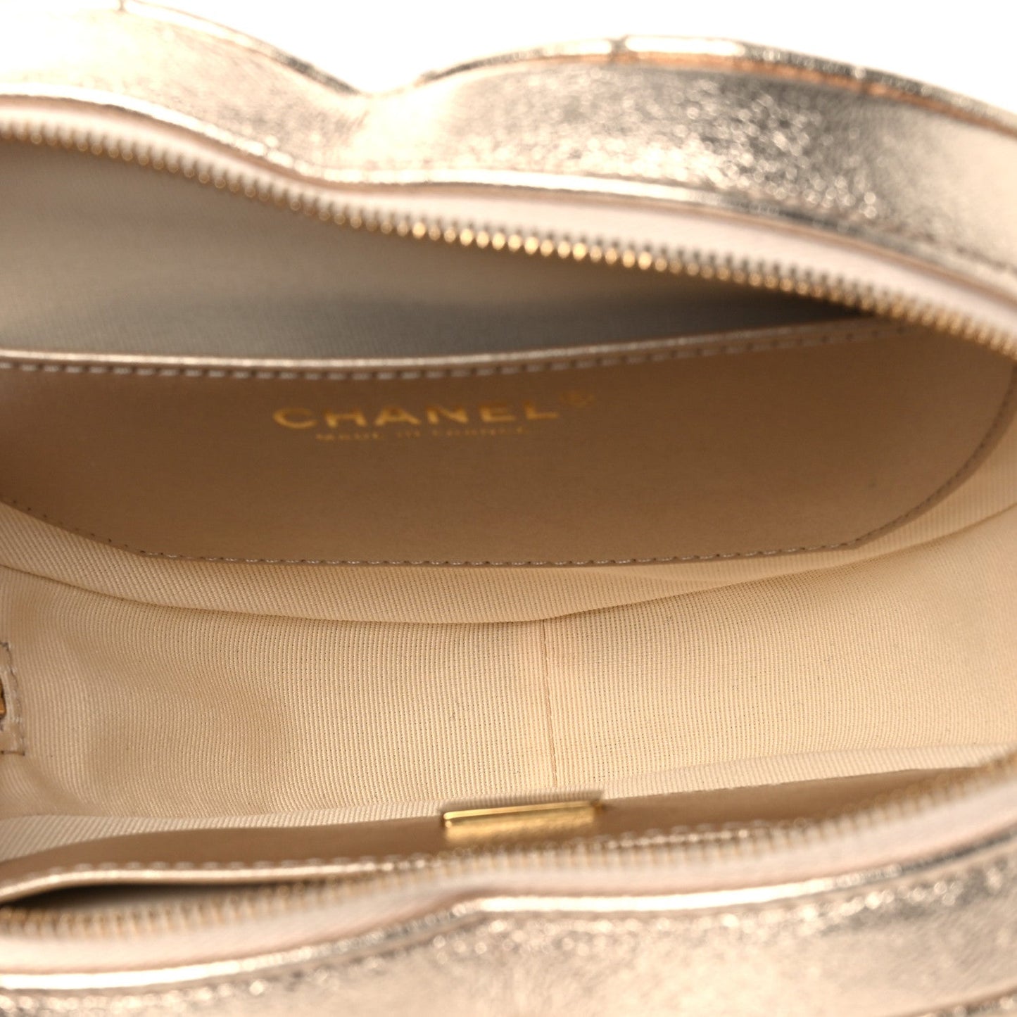 Metallic Lambskin Quilted CC In Love Heart Bag Gold