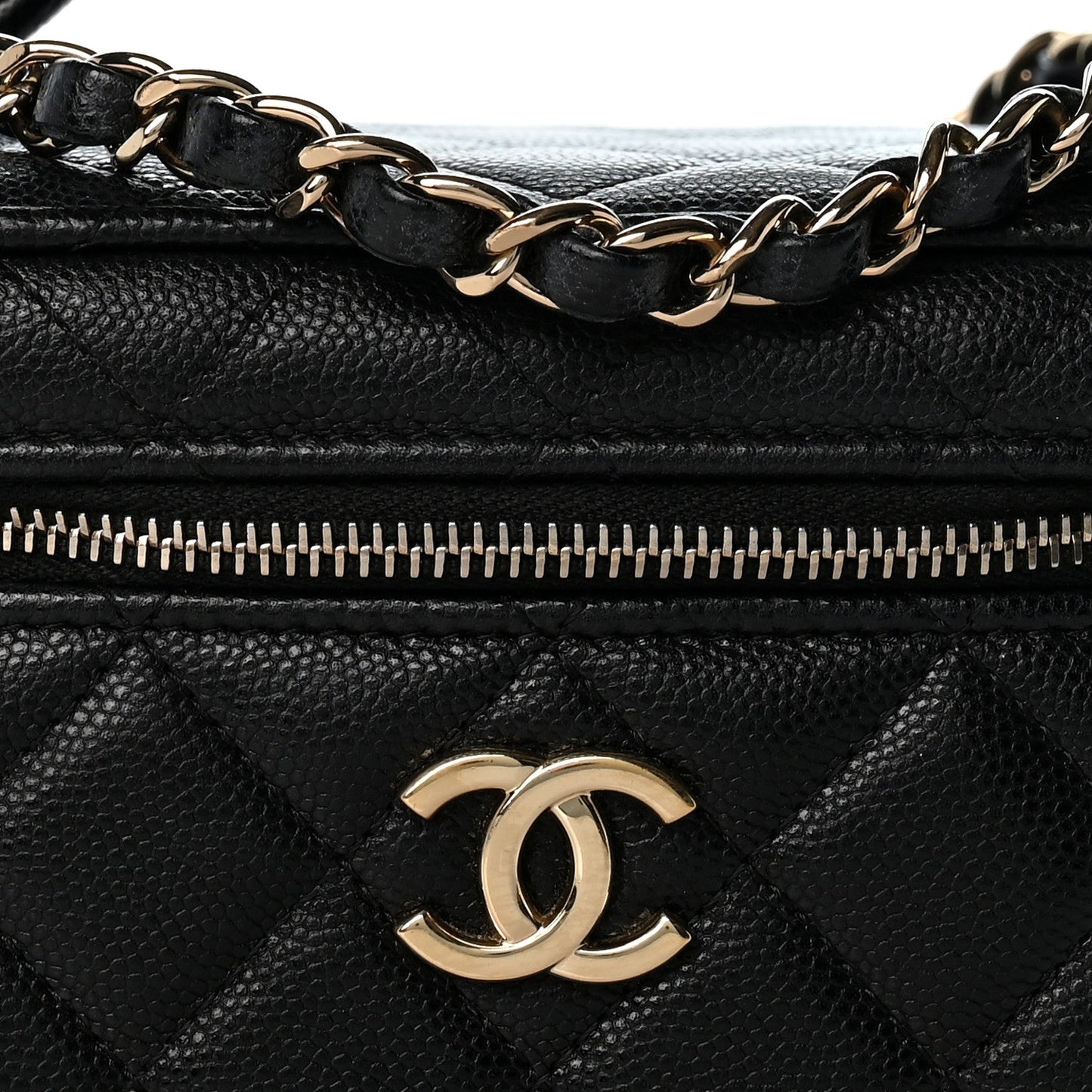 Caviar Quilted Small CC Vanity Case Black