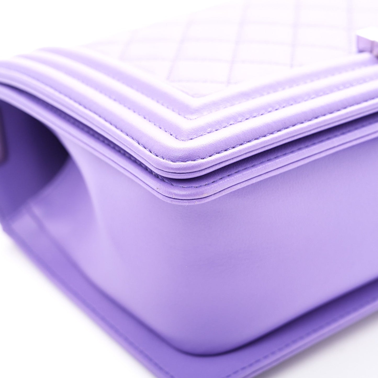 Calfskin Quilted Medium Boy Flap Purple