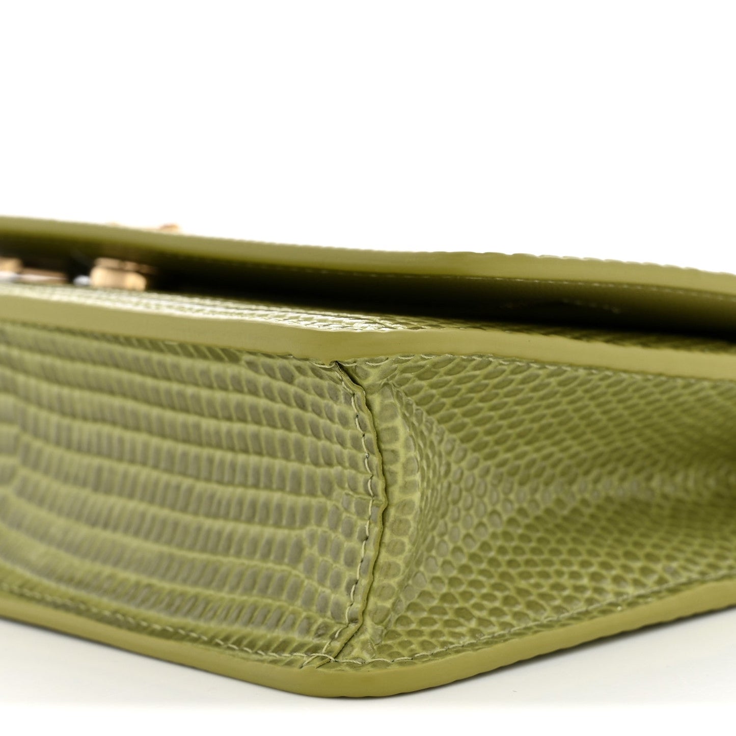 Calfskin Lizard Embossed Wallet On Chain WOC Green