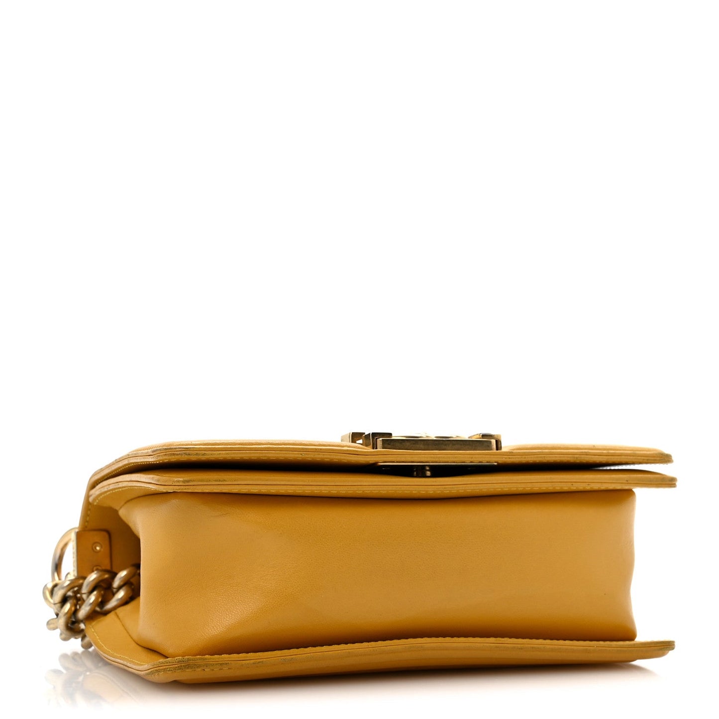 Lambskin Quilted Small Boy Flap Yellow