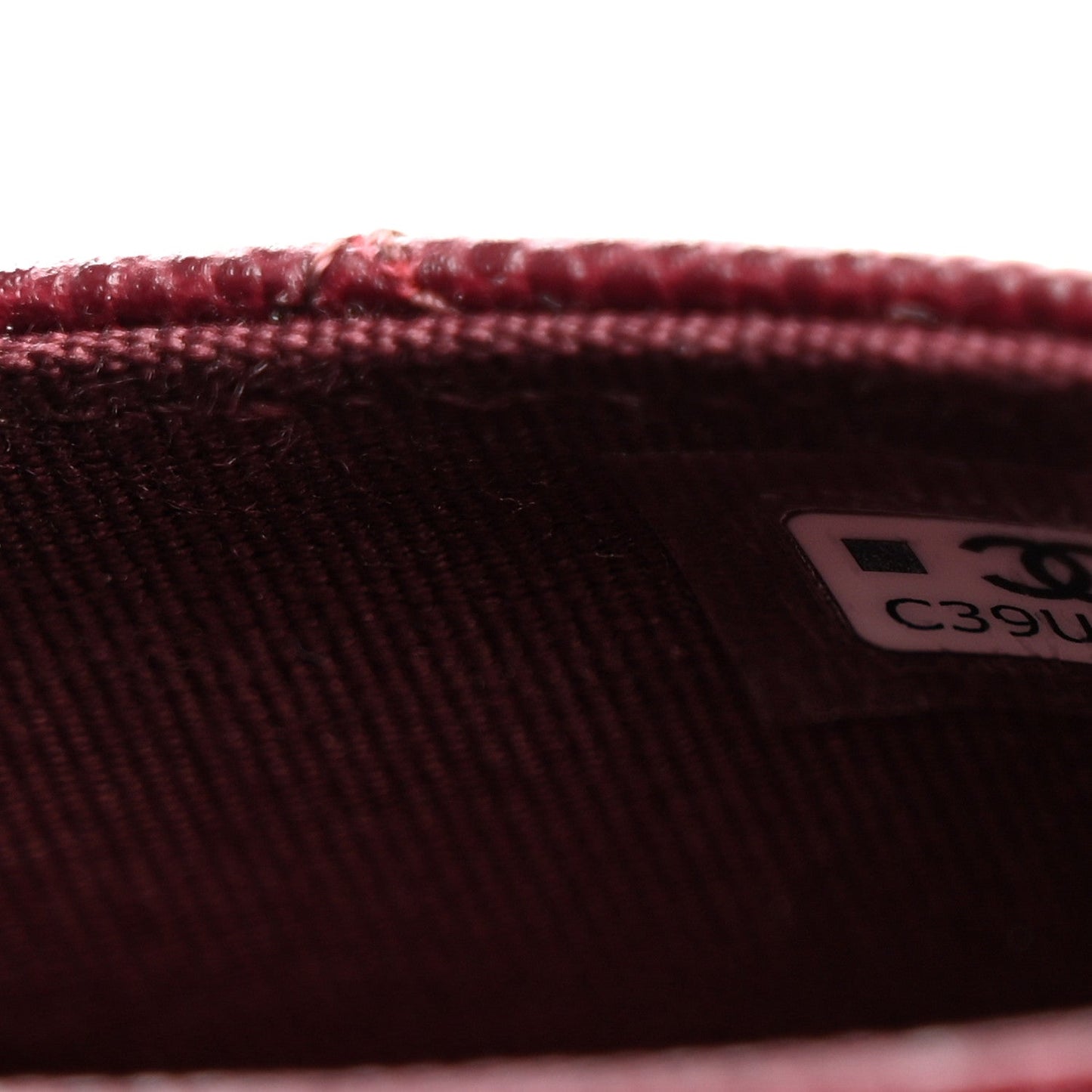 Caviar Quilted Flap Card Holder Wallet Burgundy