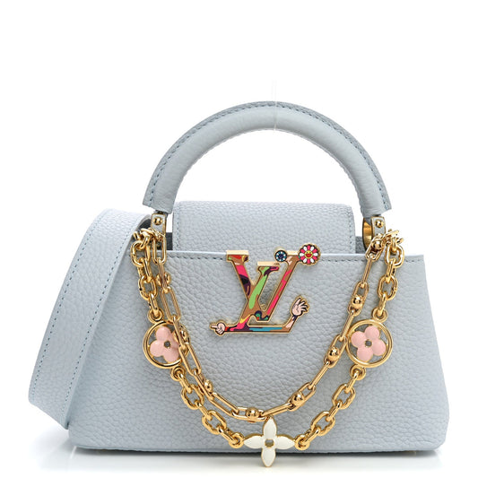 LV X TM Taurillon Capucines East West Mini Olympe Blue