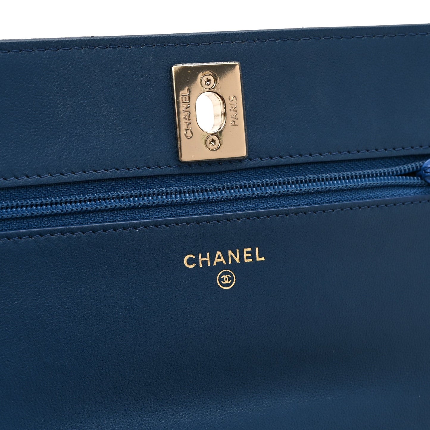 Lambskin Quilted Trendy CC Wallet On Chain WOC Blue