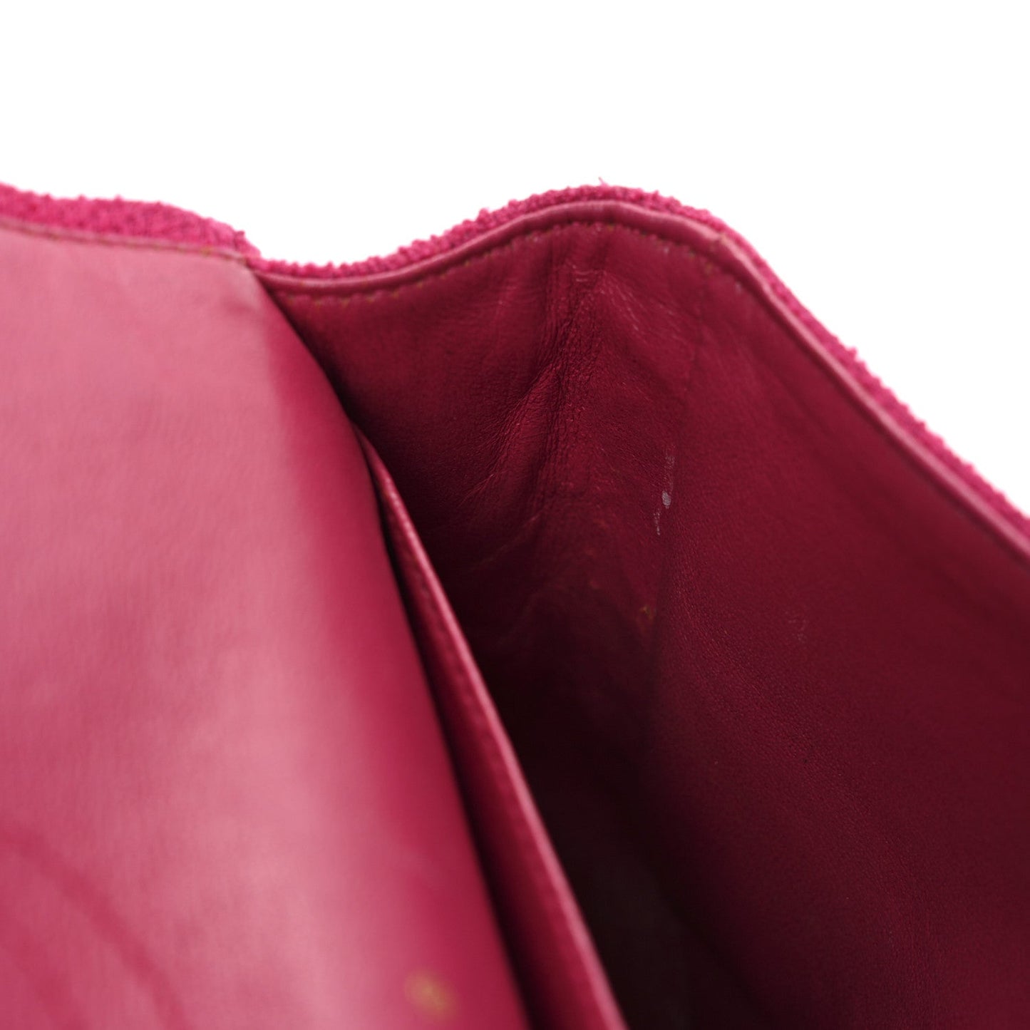 Tweed Quilted Medium Double Flap Fuchsia