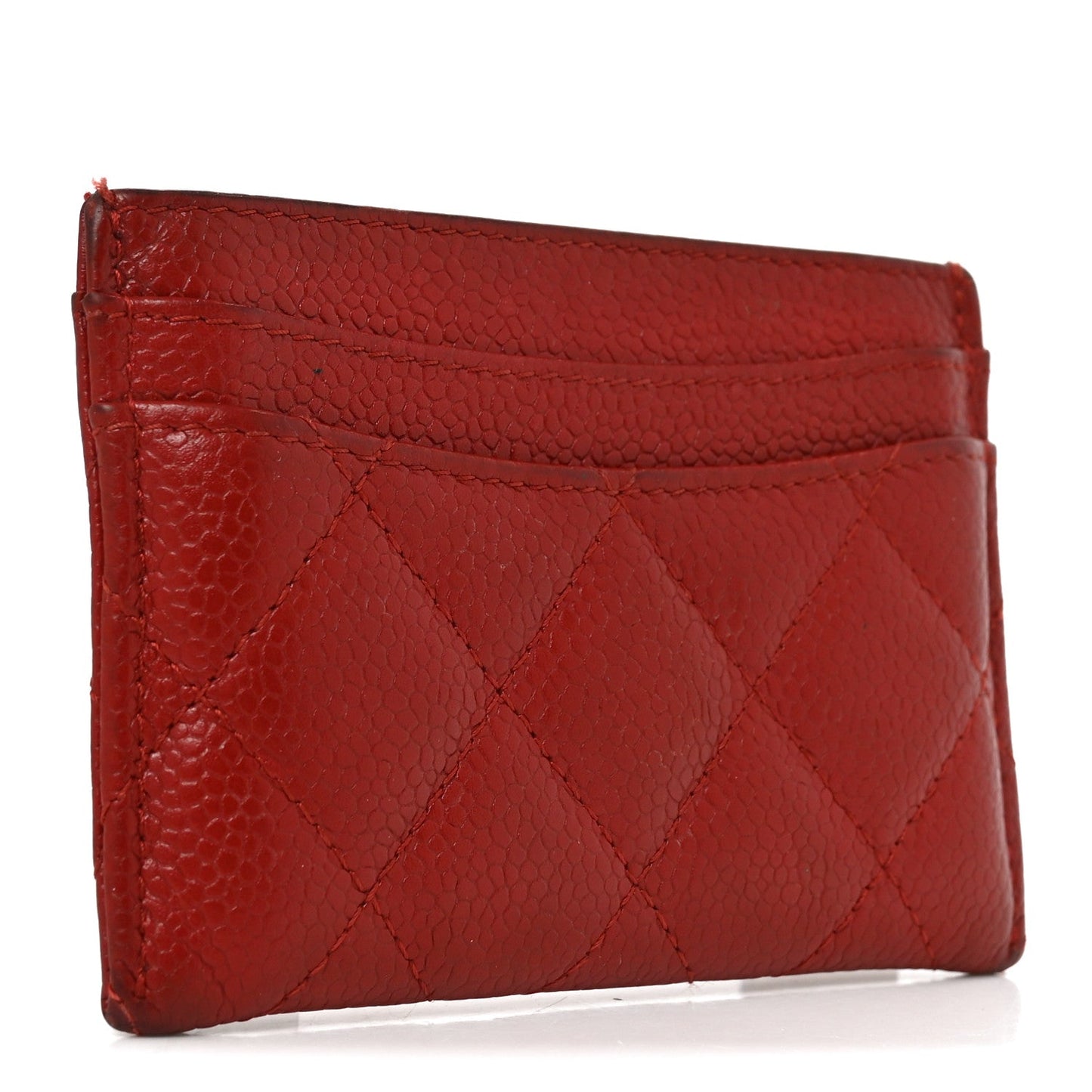Caviar Quilted Card Holder Red