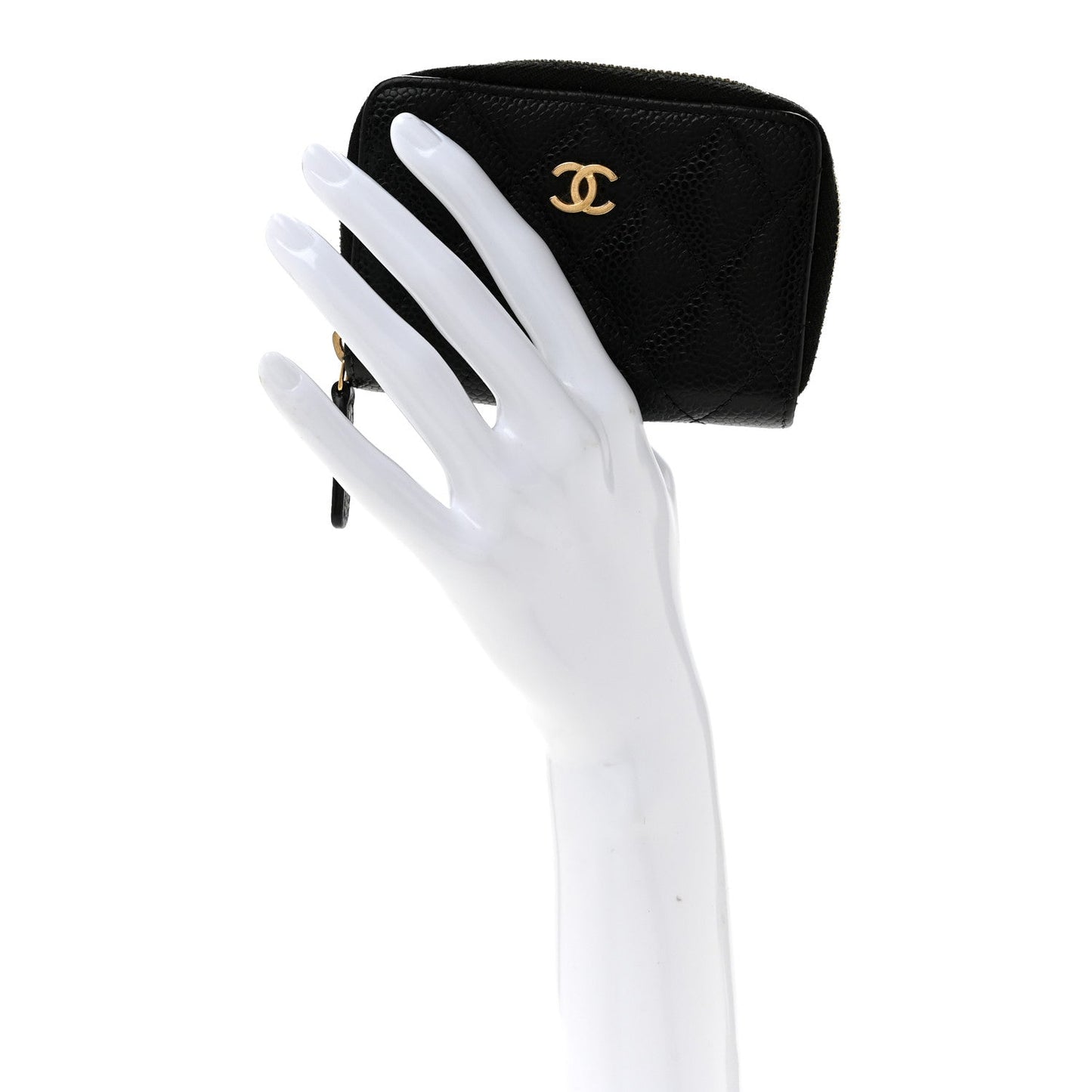 Caviar Quilted Zip Coin Purse Black