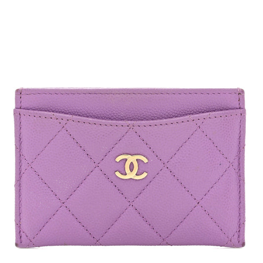 Caviar Quilted Card Holder Purple
