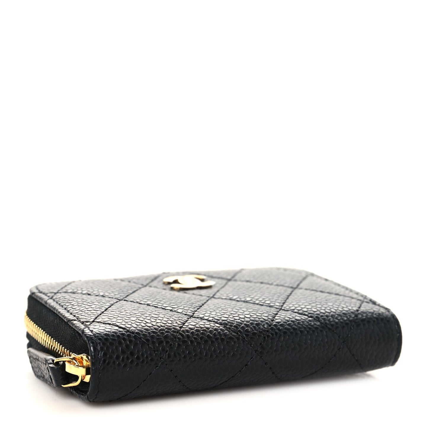 Caviar Quilted Zip Coin Purse Black
