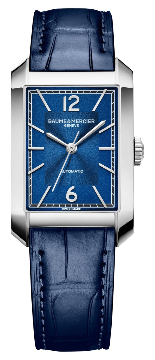 Baume & Mercier Hampton Automatic Stainless Steel Blue Dial Blue Leather Strap Mens Watch M0A10732