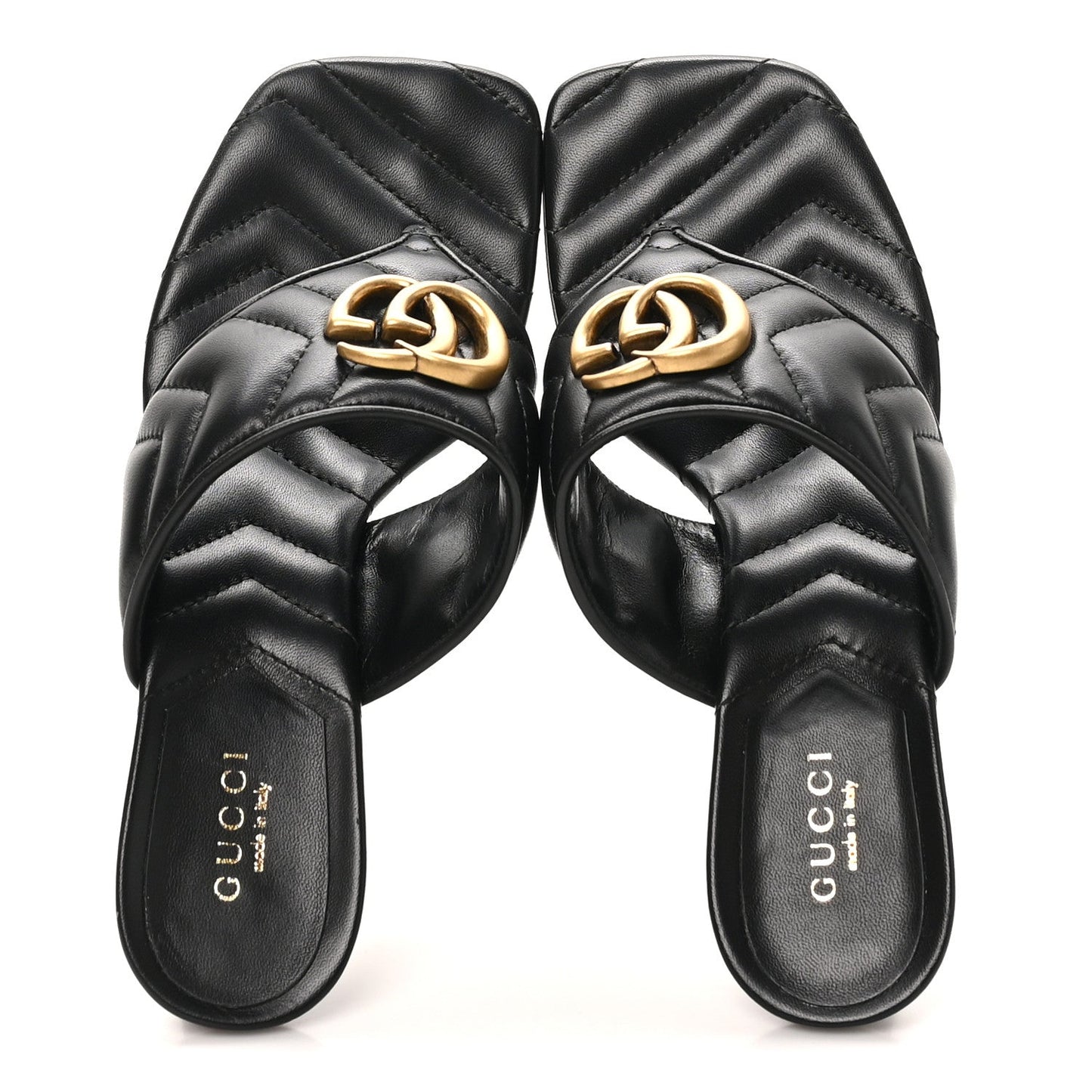 Nappa Charlotte Double G Marmont Thong Pumps 35 Black 35 Mystic White