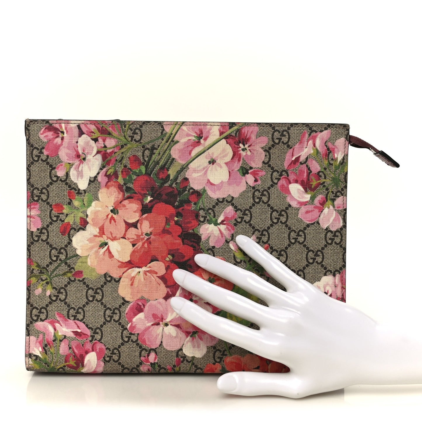 GG Supreme Monogram Blooms Large Cosmetic Case Beige Multicolor Dry Rose