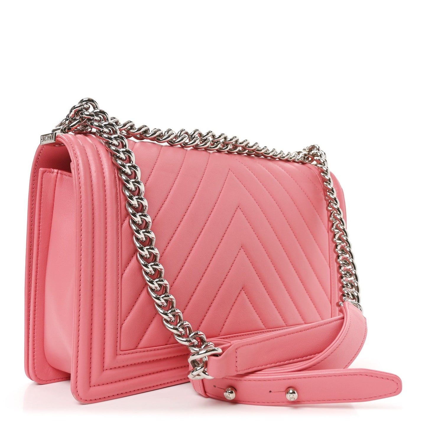 Calfskin Chevron Quilted New Medium Boy Flap Pink