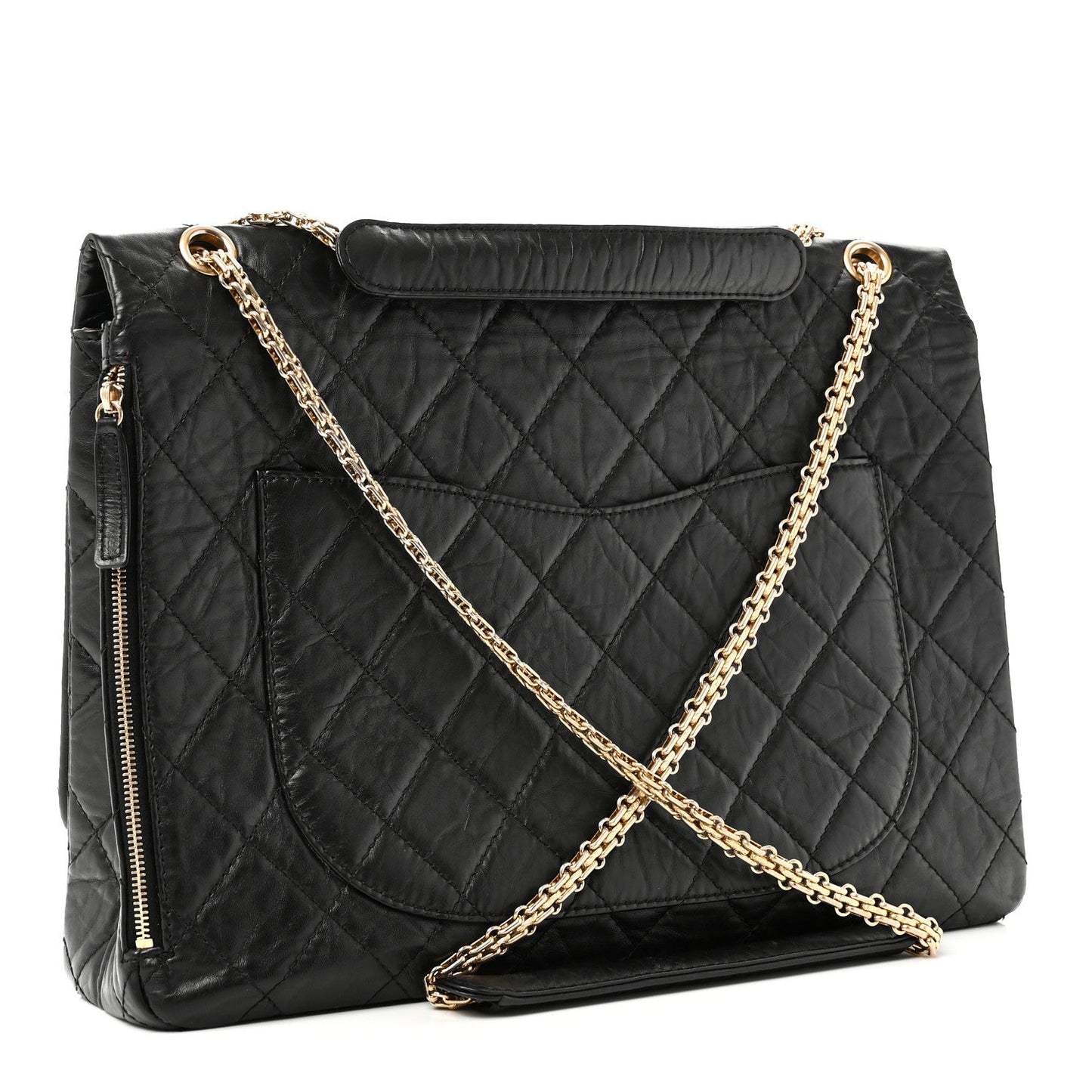 Aged Calfskin Quilted 2.55 Reissue 228 Flap Black