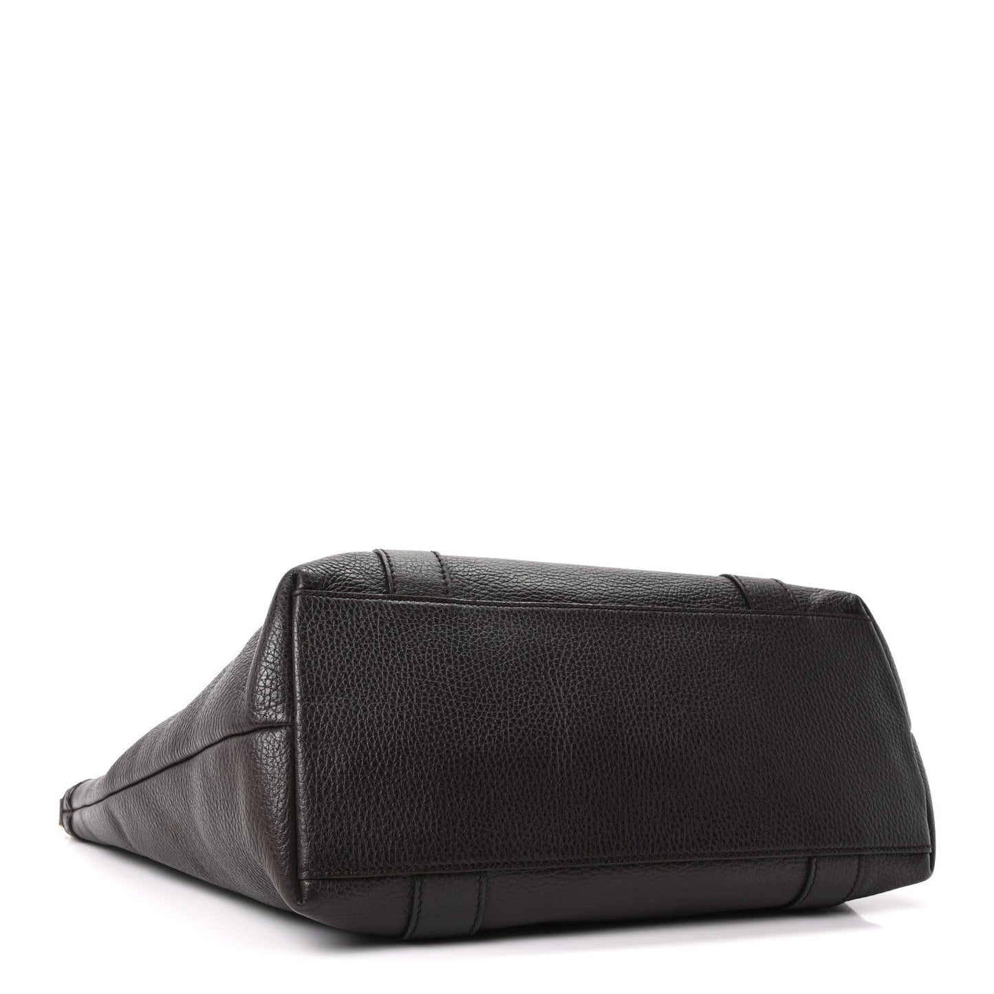 Calfskin Bamboo Top Handle Tote Dark Brown