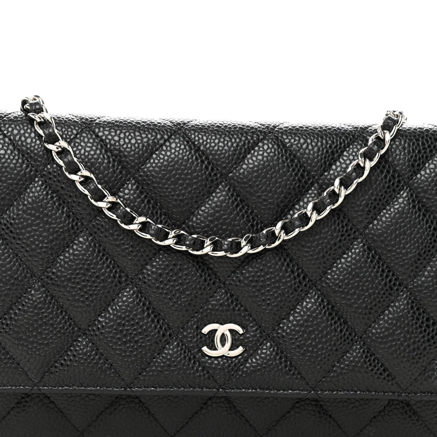 Caviar Quilted Wallet on Chain WOC Black