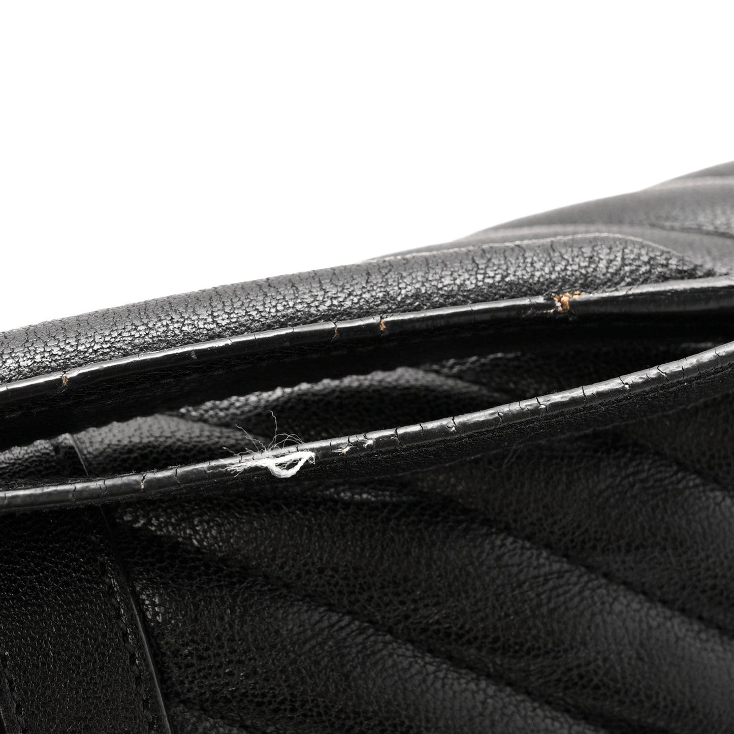 Sheepskin Matelasse Chevron Monogram Monochrome Large College Satchel Black