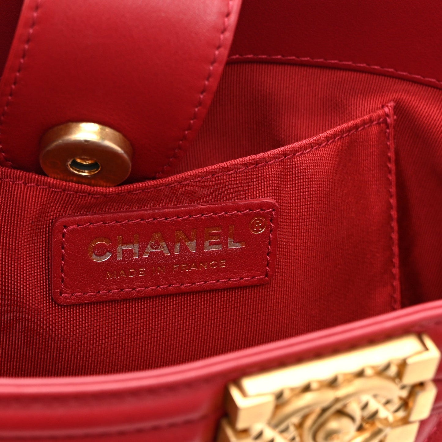 Calfskin Quilted Boy Bucket Bag Red