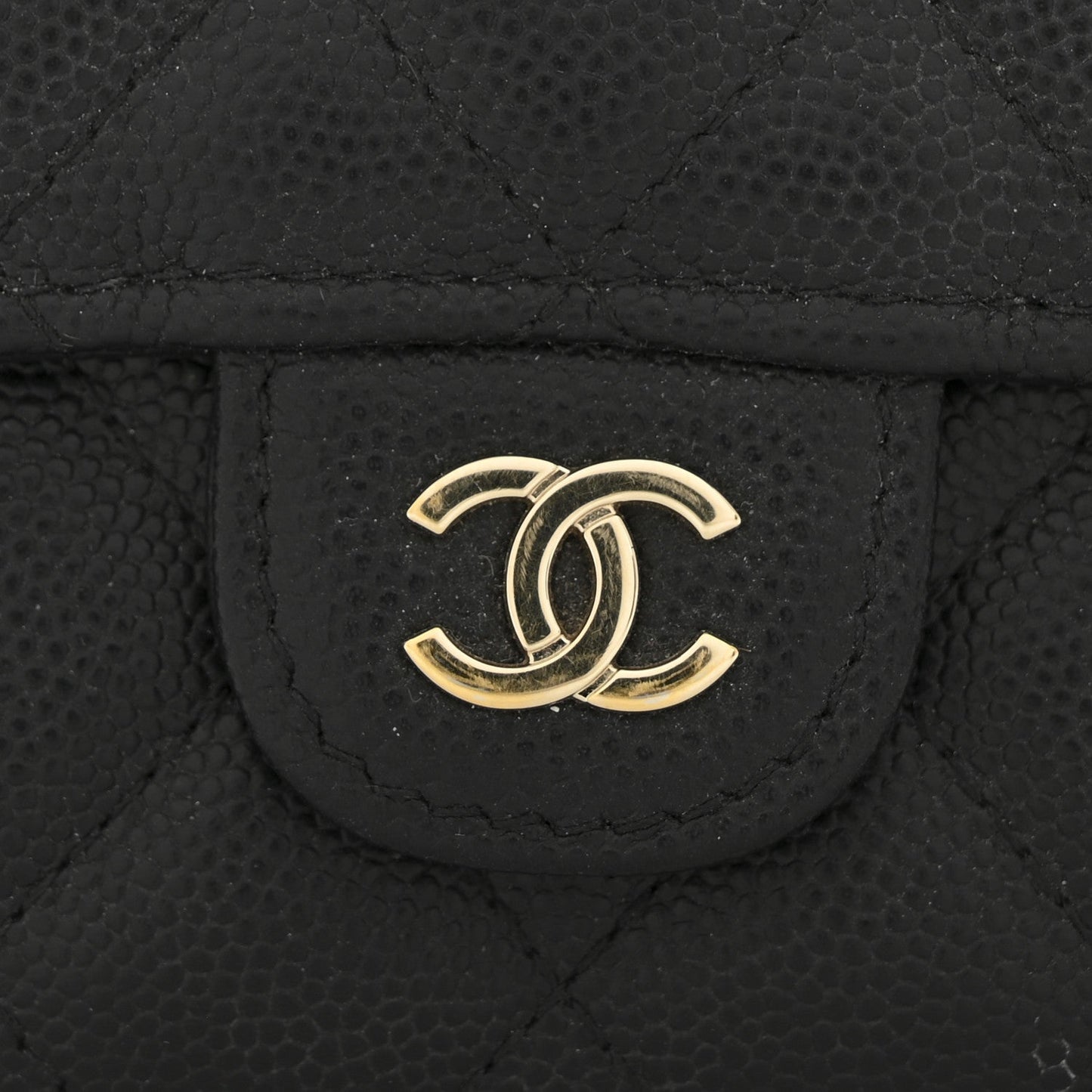 Caviar Quilted Medium Flap Wallet Black