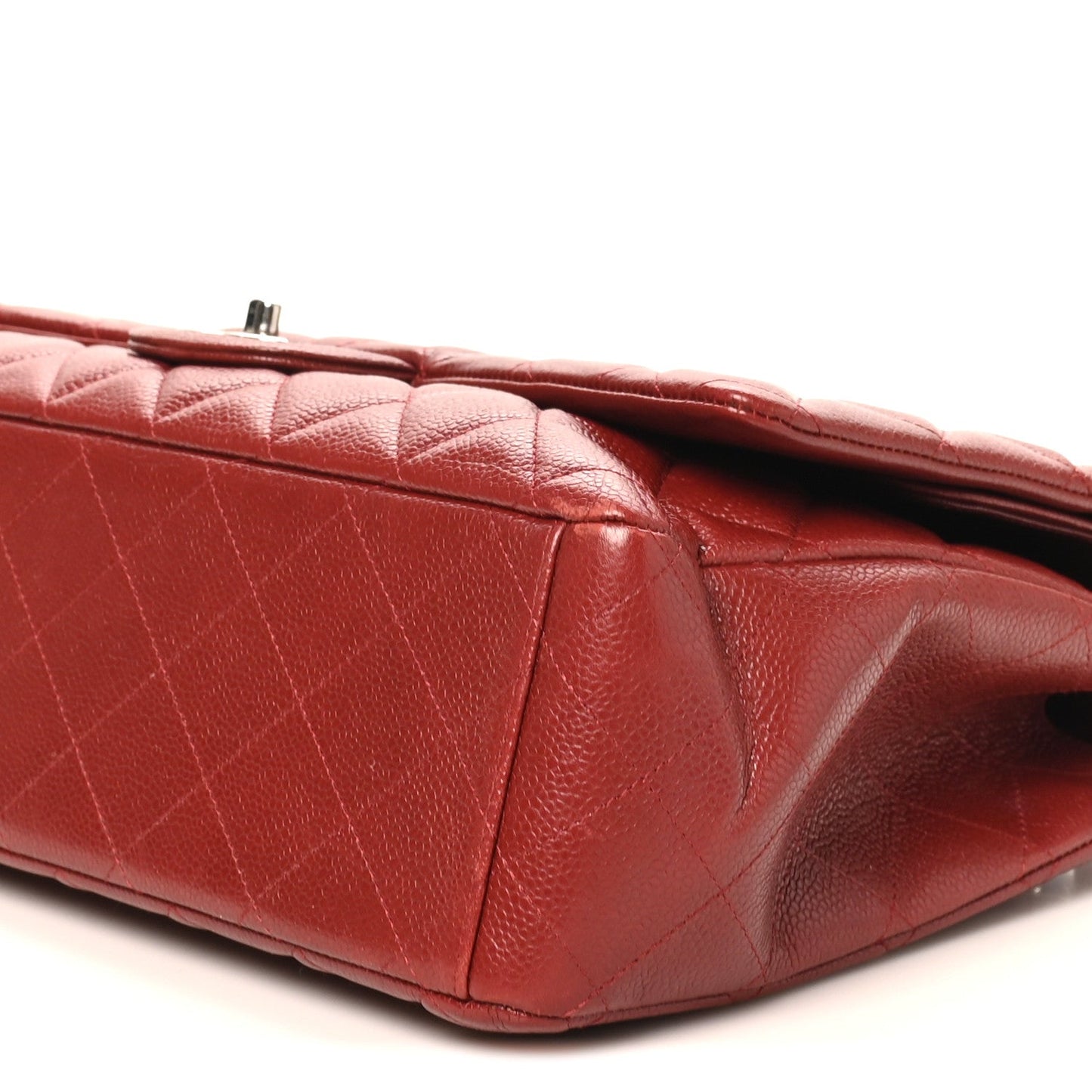 Caviar Quilted Maxi Double Flap Dark Red