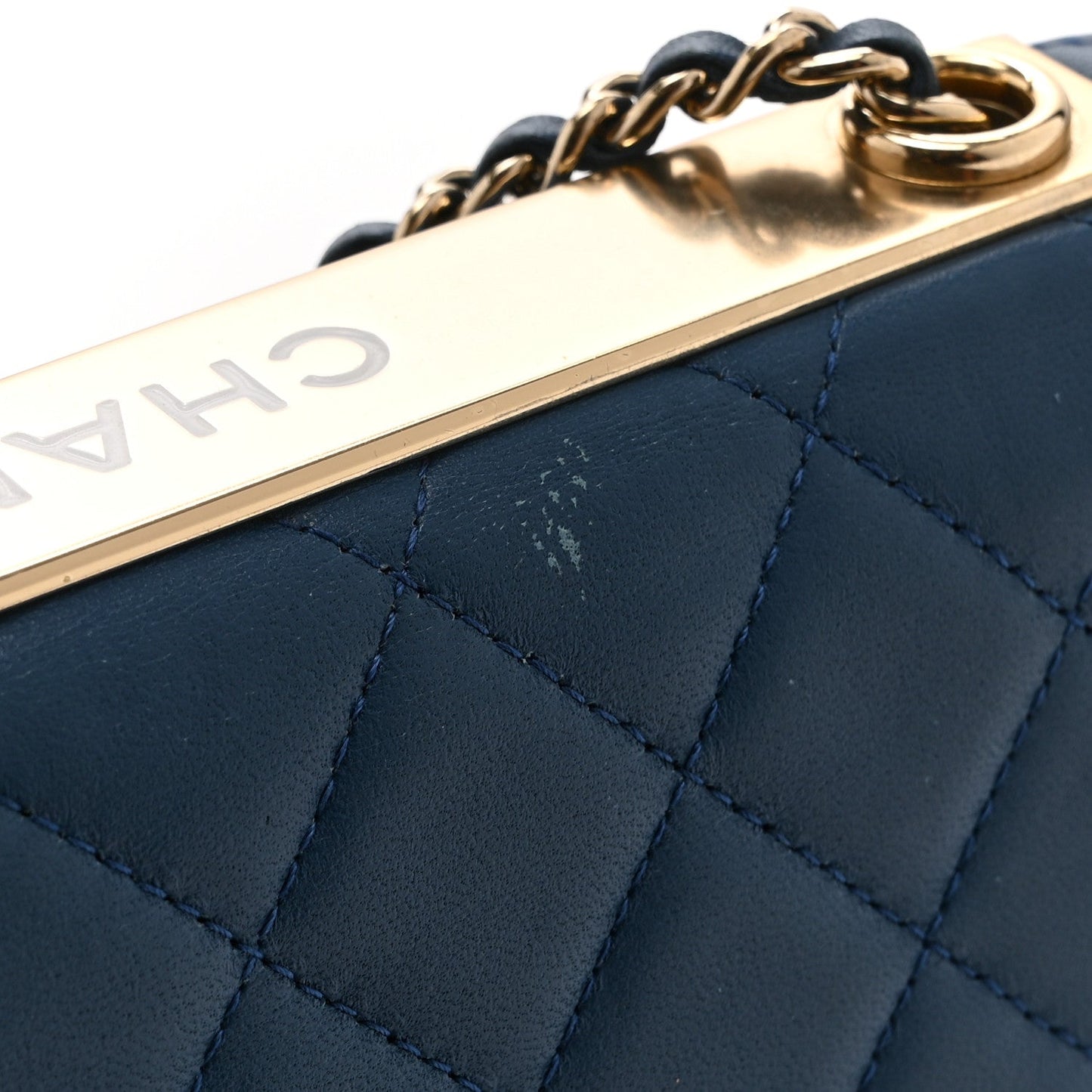 Lambskin Quilted Trendy CC Wallet On Chain WOC Blue