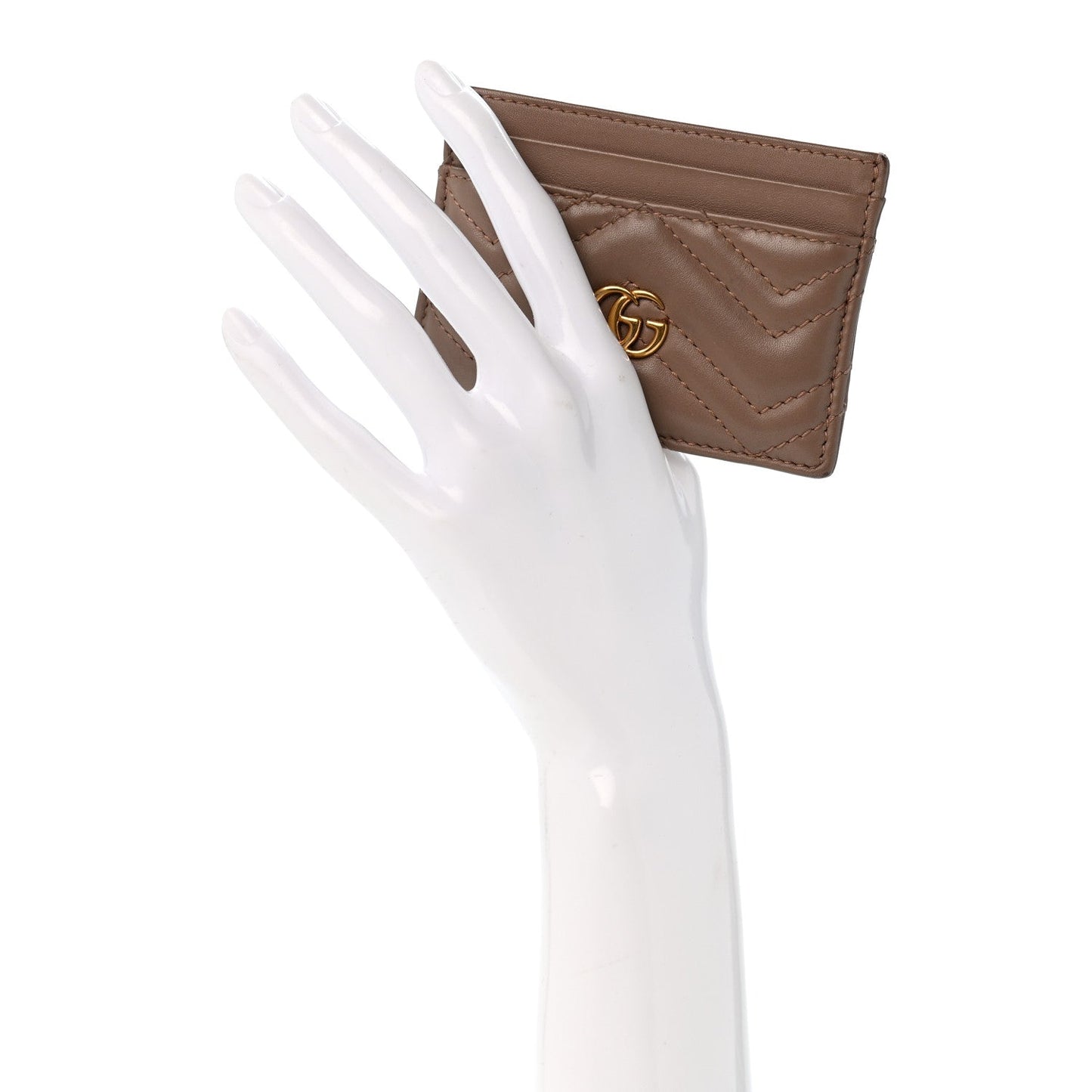 Calfskin Matelasse GG Marmont Card Holder Porcelain Rose
