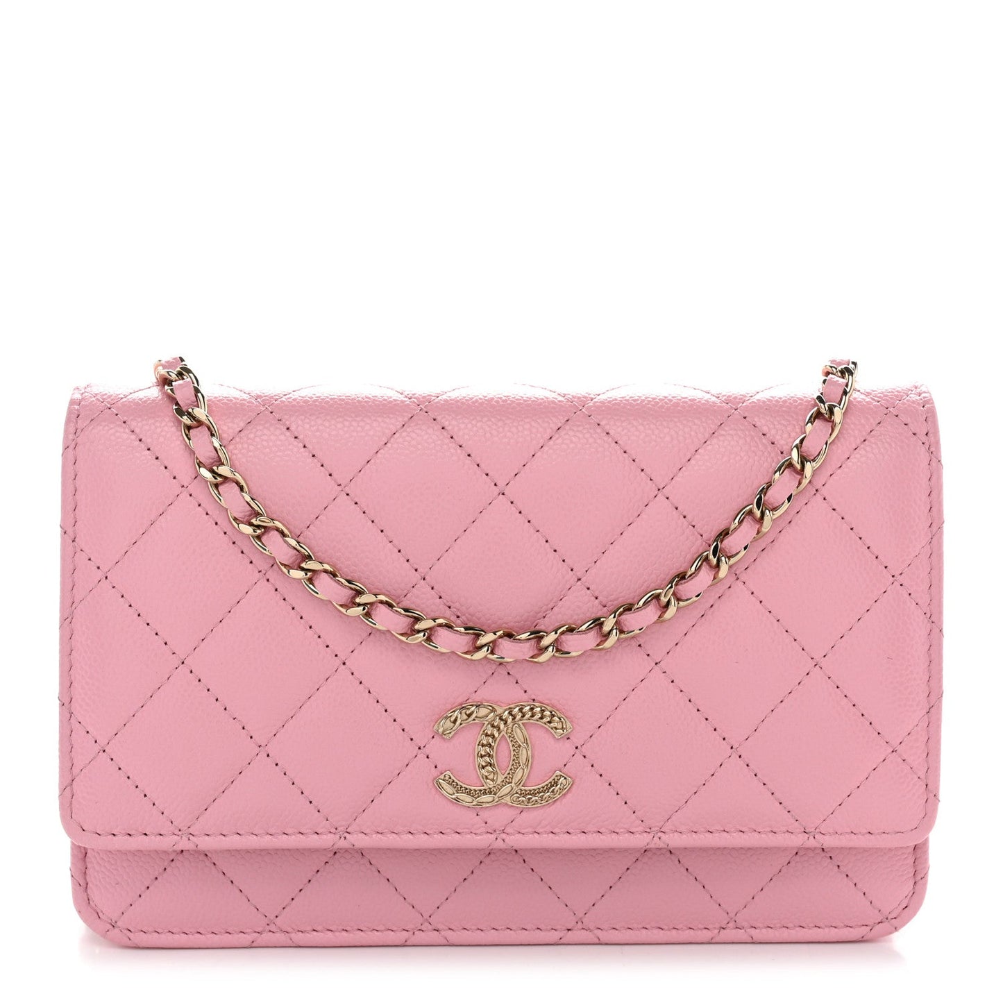 Caviar Quilted Multi Chain Wallet On Chain WOC Light Pink
