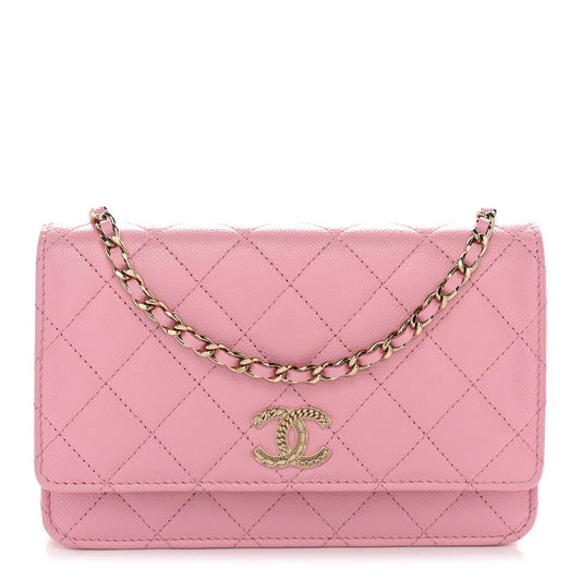 Caviar Quilted Multi Chain Wallet On Chain WOC Light Pink