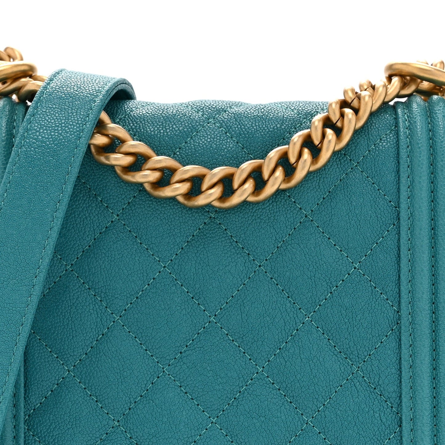 Caviar Quilted North South Boy Flap Turquoise