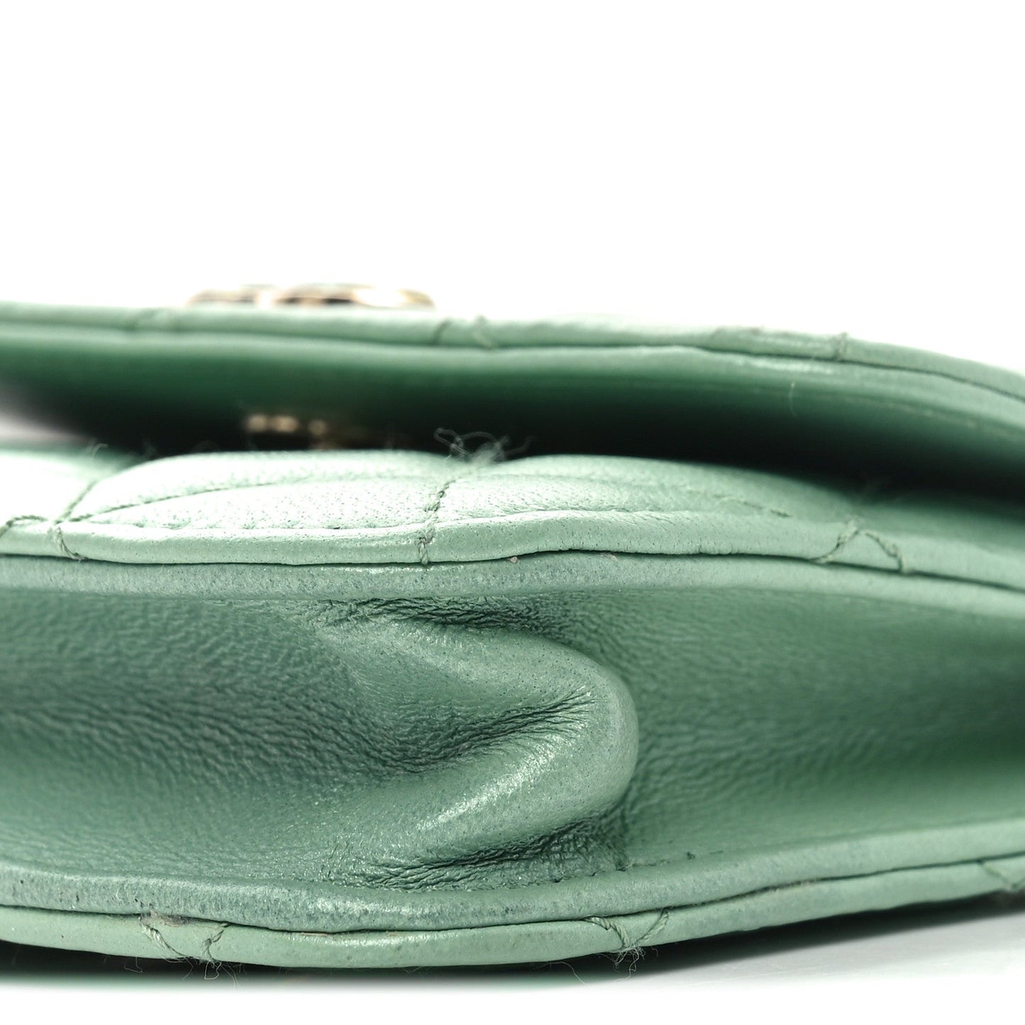 Lambskin Resin Quilted Mini Heart Coin Purse With Chain Light Green