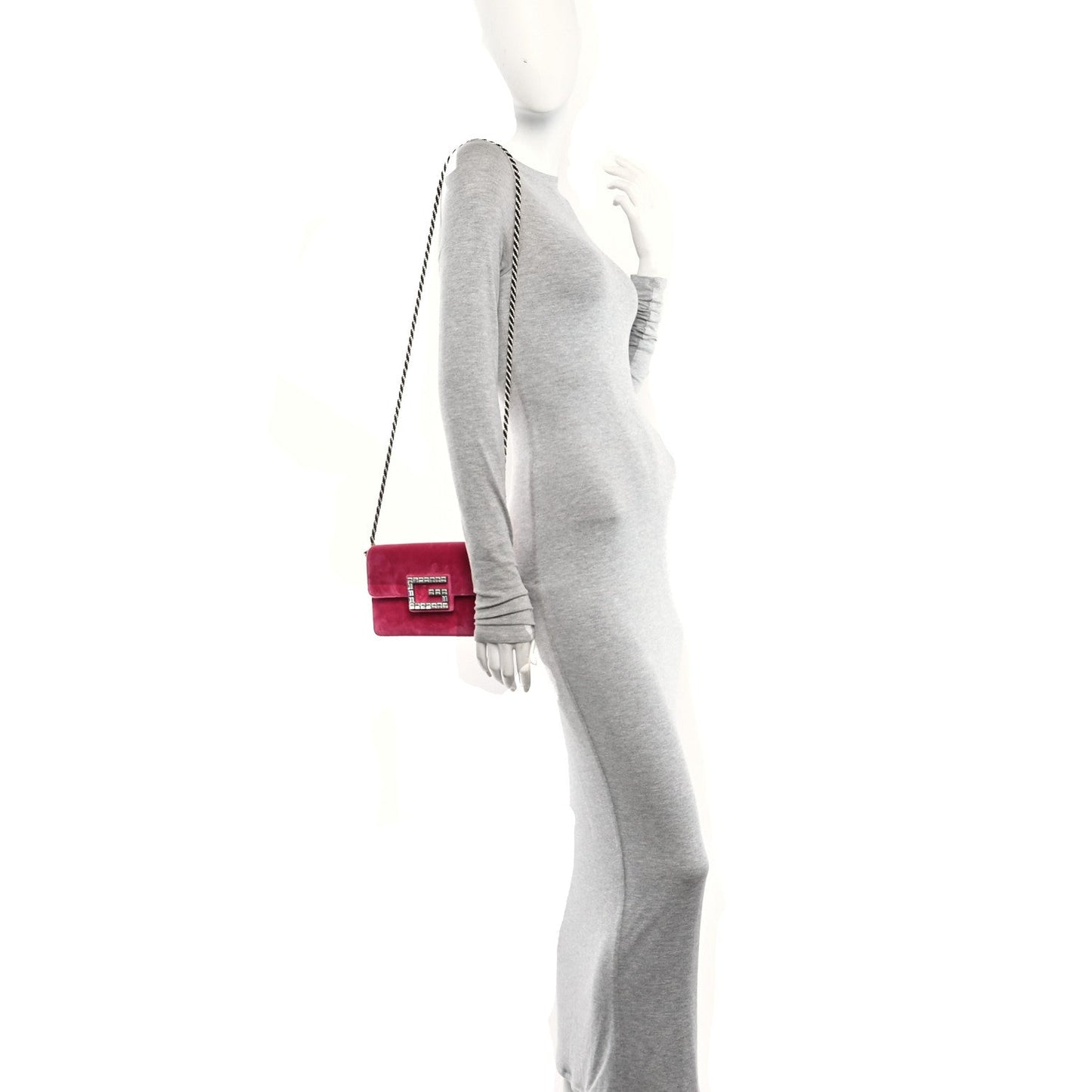 Velvet Crystal Square G Shoulder Bag Light Raspberry Rose