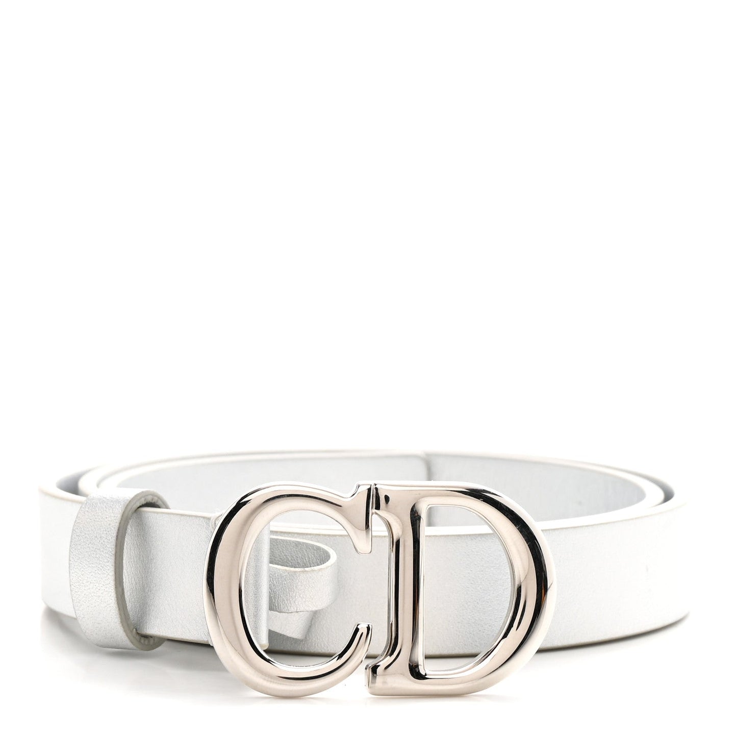 Metallic Calfskin Saddle Belt 70 28 Silver